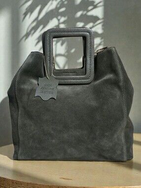 TMRW Studio Forest Green Suede Leather Tote w/ Removable Nylon Pouch